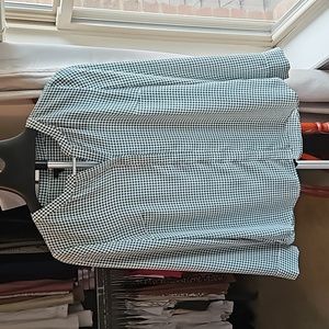 Talbots Green and White Blouse